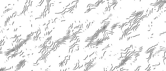 Abstract Topographic Contour Line Pattern Background With Hand-Drawn Wavy Monochrome Texture. © NILUFA