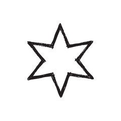 Obraz premium Star icon with an expressive hand drawn sketchy texture and thick black outlines for artistic celestial themes