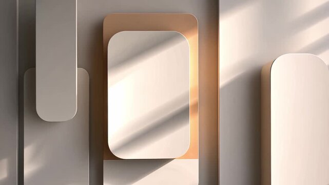 Abstract geometric shapes with light and shadow on a wall surface