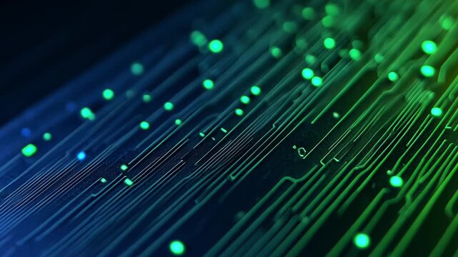 Abstract Green and Blue Circuit Board Digital Technology Background