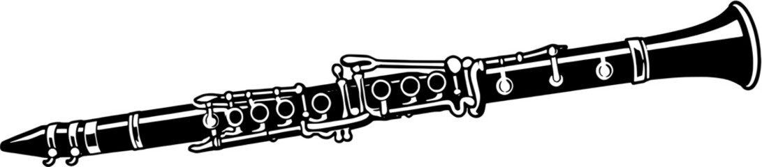 Clarinet Silhouette Woodwind Musical Instrument Vector Icon © Stefanina
