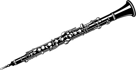 Oboe Silhouette Woodwind Musical Instrument Vector Icon © Stefanina