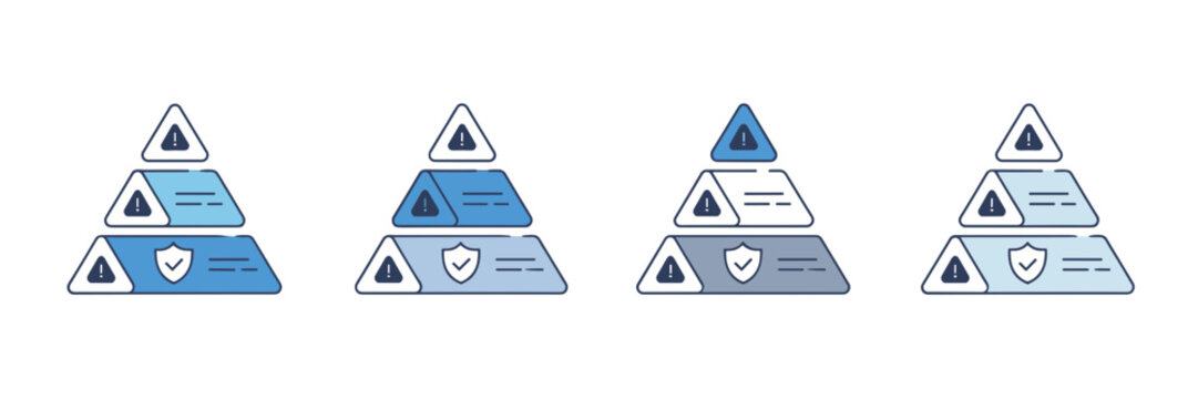 Minimalist risk pyramid icon collection &ndash; Suitable for insurance documentation, corporate security, or risk tiering.