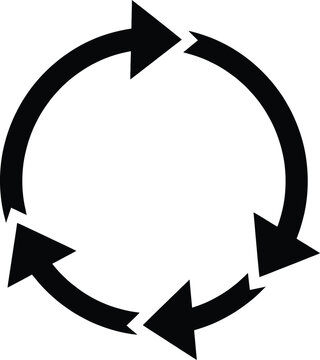Circular arrows forming a cycle of rotation and movement in a continuous loop