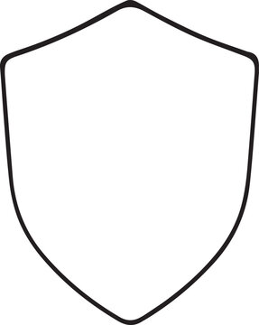 A simple line drawing of a classic shield shape with a pointed top and rounded base. Vector

