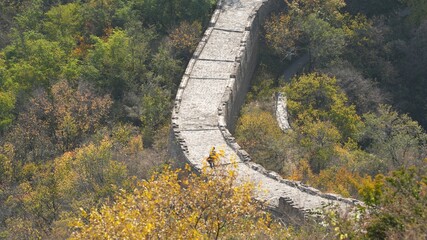 The great wall view located in the Jinshan hills near the Peking in China
