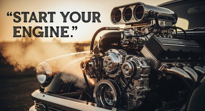 Powerful V8 Engine Roaring To Life