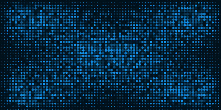 Abstract digital background featuring a seamless mosaic pattern of glowing blue hexagons. This dark texture is ideal for concepts relating to technology, data, AI, and futuristic communication.