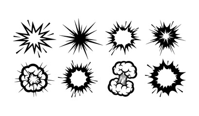 Black comic burst and explosion shapes vector illustration abstract blast icons © MdAshik