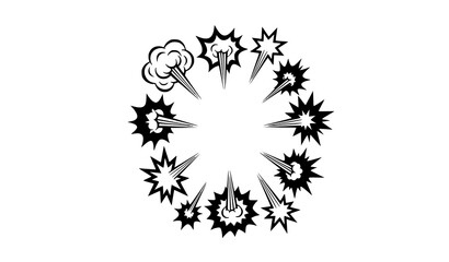 Abstract comic book explosion burst vector set black impact symbol collection © MdAshik