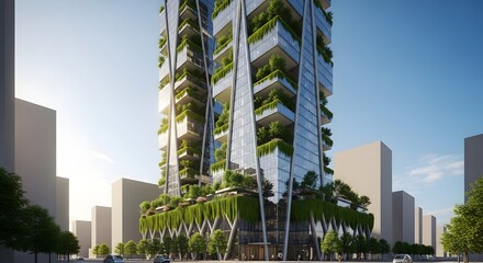 Modern Eco Friendly Skyscraper with Greenery.