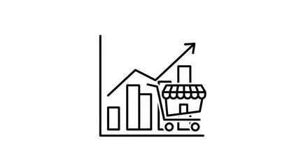 Fototapeta premium Business Growth Chart with Shopping Cart Icon and Upward Arrow