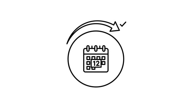 Calendar Icon with Arrow and Checkmark - Deadline or Schedule Concept