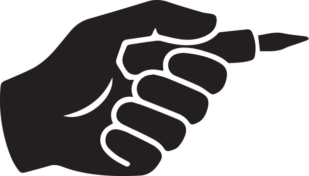 Minimalist Hand Holding Pen Silhouette Icon &ndash; Symbol of Writing, Creativity, and Education