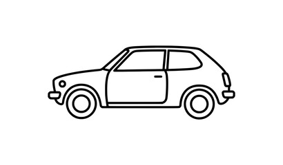 Fototapeta premium Minimal Japanese Hatchback Car Line Icon Vector for Transport and Automotive Use