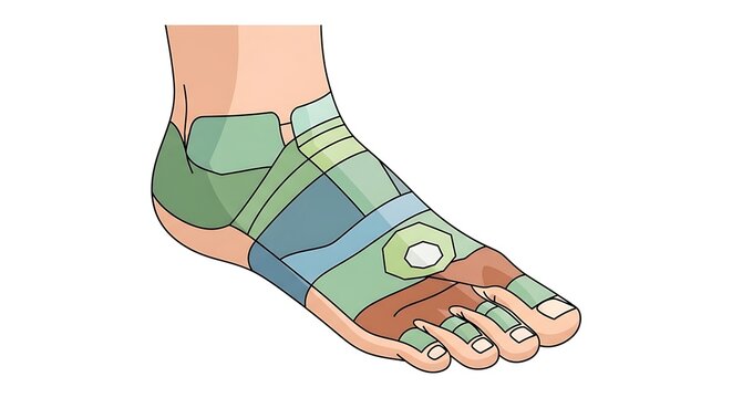Illustrated foot reflexology chart
