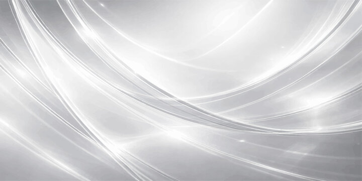 A futuristic abstract silver background features smooth flowing grey waves and soft white lines in a professional blue motion texture design