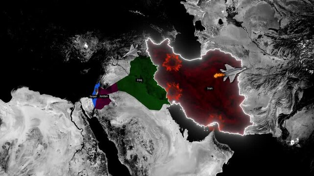 Israeli Air Force Attack Route to Iran &ndash; Geopolitical Map Visualizatio