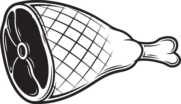 Vector ham hock icon, black and white illustration