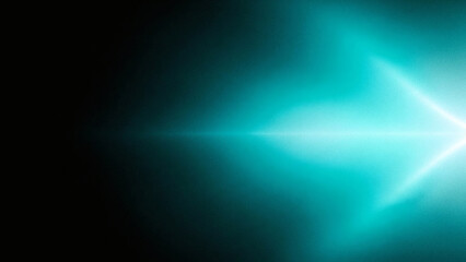 Fototapeta premium Vibrant teal light beam shining brightly on a dark background with radiant glow and sparkling effect in a futuristic abstract scene