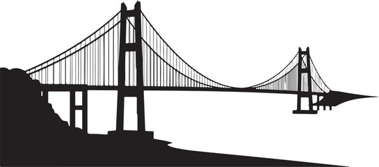 Obraz premium Golden Gate Bridge silhouette vector illustration