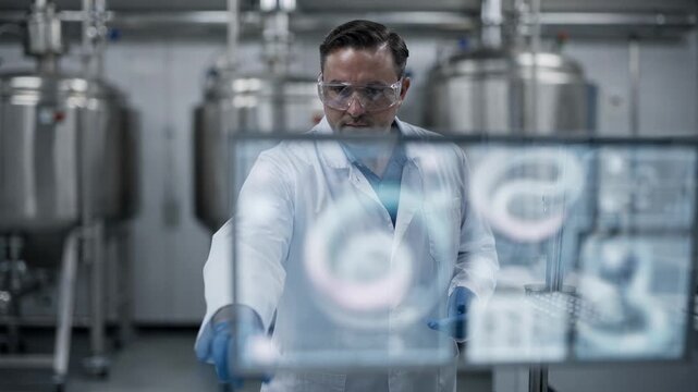 Medium shot capturing a technician monitoring a digital dashboard analyzing realtime AI data for precise pigment dosing and consistent precipitation results.