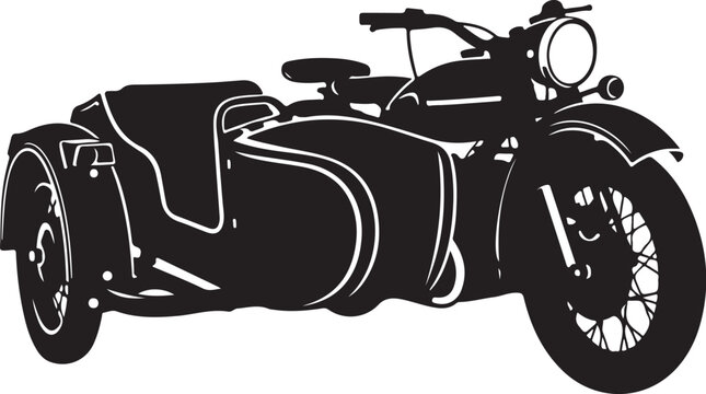 Vector motorcycle with sidecar illustration