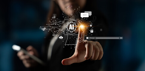 Fototapeta na wymiar AI chatbot using prompt engineering and LLM deep learning delivers explainable generative AI for smarter, more efficient business support. Latch