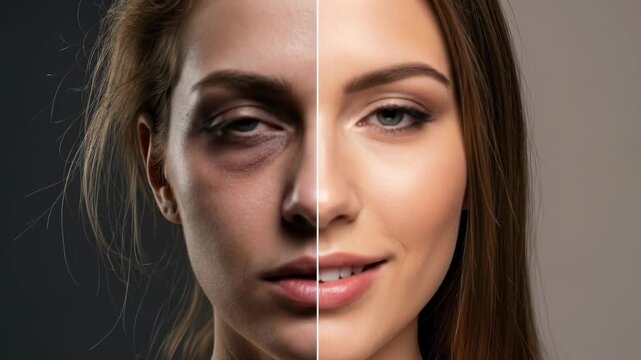 The visible impact of drug and alcohol use on facial appearance, revealing fatigue and dullness, contrasted with the healthy, vibrant glow of a balanced lifestyle