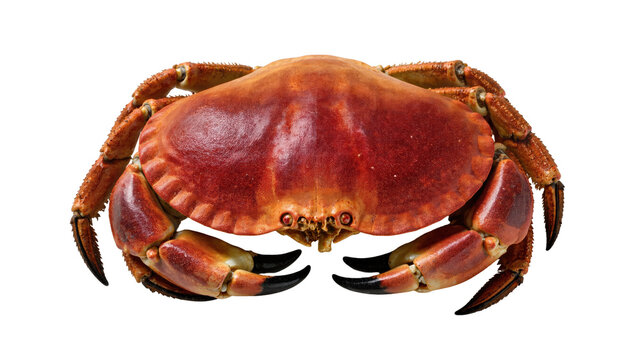 Isolated top view of a large edible brown crab (Cancer pagurus), ready for cooking
