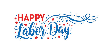 Happy labor day greeting with stars and swirls on isolated for holiday celebrations vector illustration © Hikari Vector Studio