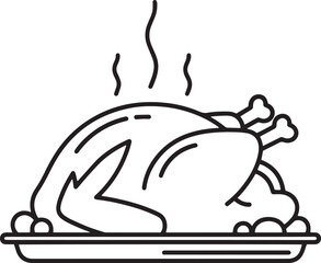 Vector roasted turkey icon on a platter