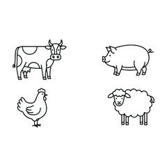 Fototapeta premium Farm Animals Icons Set
