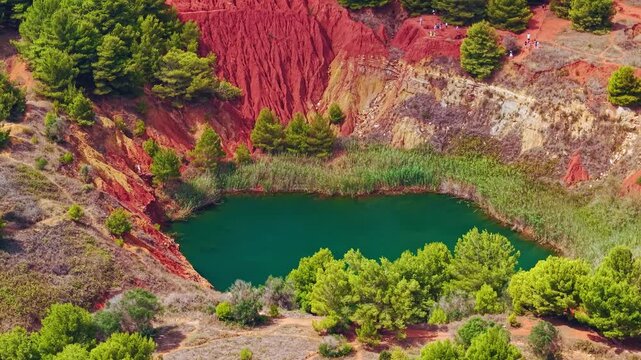 Aerial view of Cava di Bauxite near Otranto, Puglia, Italy.