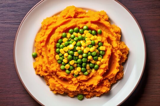 Kenyan Irio Mashed Sweet Potato Dish With Corn and Peas, A Traditional Vegetarian Meal Celebrating Nutritious Comfort Food and Cultural Culinary Heritage