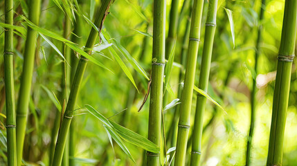 clacking. Bamboo stalks swaying and clacking in forest breeze with filtered daylight and motion blur. gardening catalogs, home-decor guides, designed for home decor and floral branding.
