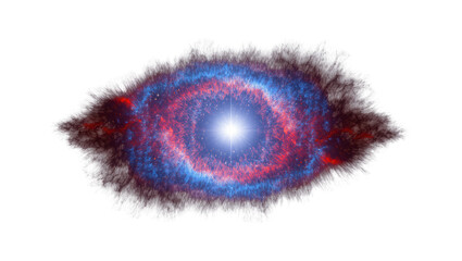 Isolated vibrant cosmic eye nebula with bright star, mystical colorful space illustration. © Ines