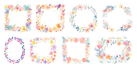 Obraz premium PNG Colorful floral frame collection, transparent background