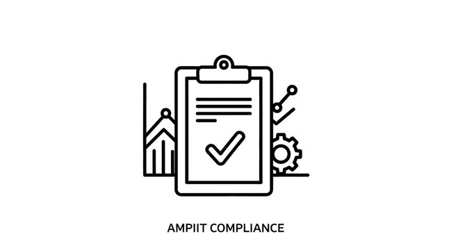 Ampit Compliance Checklist Clipboard with Graph and Gear Icon, Business Concept