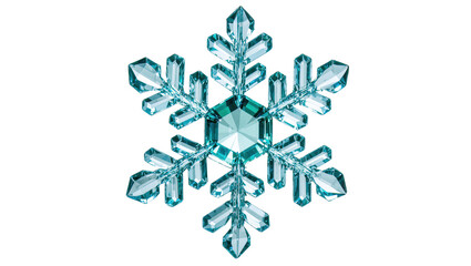 Obraz premium Isolated sparkling blue crystal snowflake, intricate design for winter and Christmas projects.