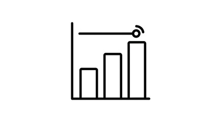Obraz premium Bar chart icon with rising trend and target indicator, business growth concept