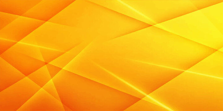 Abstract yellow and orange background featuring a geometric 3d triangle pattern with light digital fractal lines for a colorful art wallpaper and vector design backdrop