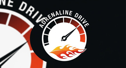 Adrenaline Drive Logo with Speedometer and Flames. © Juna