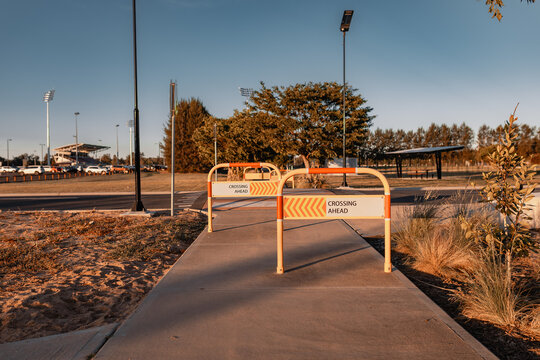 Safety barriers at Pedestrian Crossing in sports complex