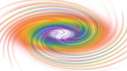 Obraz premium Soft pastel spiral wave with classic LGBT rainbow flag colors on white background, symbolizing gentle pride, inclusive diversity and dreamy abstract equality energy.