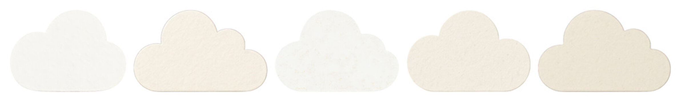 PNG Five white paper clouds on transparent background