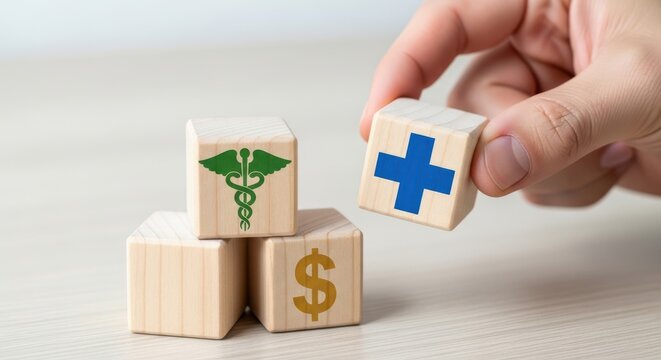 Hand holding a medical cross block