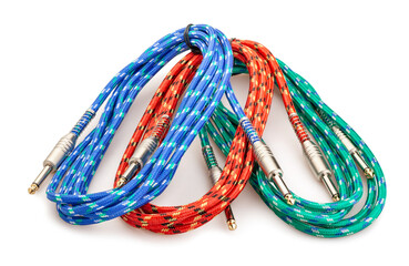 instrumental audio cables path isolated on white