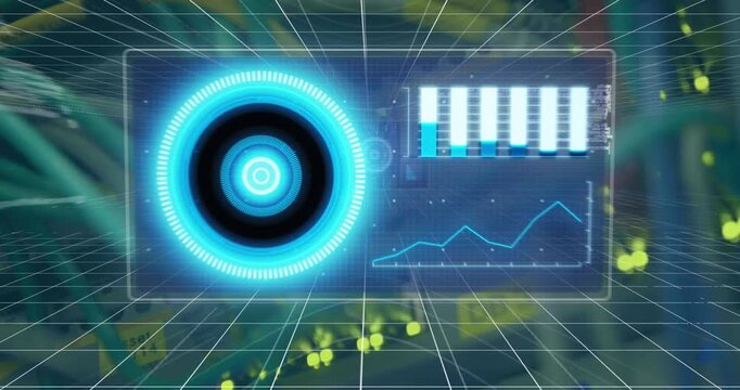 Animation of scope scanning over grid and cables in computer server