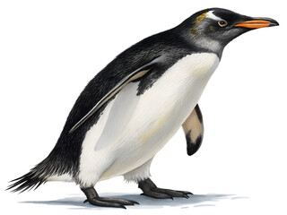 Fototapeta premium Penguin, wildlife, bird, animal, nature, black, white, antarctic isolated on transparent background